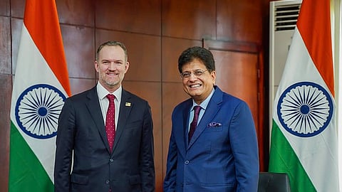 In this file photo from March 27, 2026, Union Minister Piyush Goyal meets the United States Trade Representative, Jamieson Greer, on the sidelines of the World Trade Organisation's 14th Ministerial Conference in Cameroon.