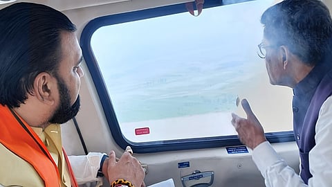 Bihar CM Samrat Choudhary visits Gandak River, conducts aerial survey of flood-hit areas amid Nepal deluge.