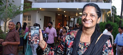 Sreeshankar’s mother K S Bijimol on video call with his father S Murali, a silver medallist at the 1989 South Asian Games 