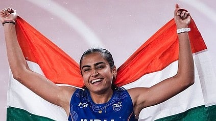 Harita Bhadra rejoices after the 200m final