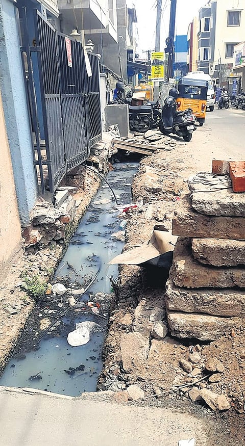 Drain work under way at Kumarasamy Street in Ward 31, Tambaram