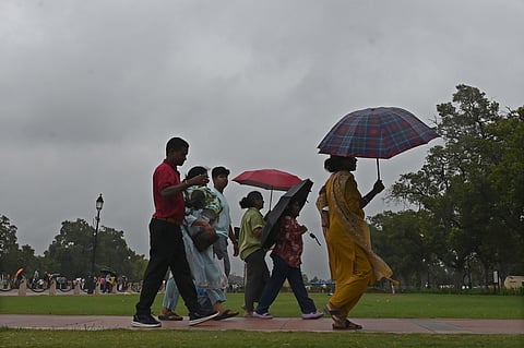 Light Rain lashes several parts of the national capital in New Delhi on Monday.