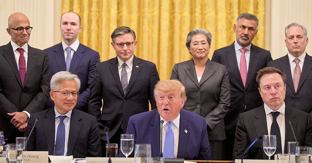 Trump urges AI self‑regulation and renames technology "super intelligence" at White House summit