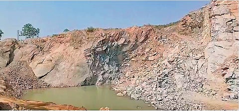 Illegal stone extraction at Khanjamahal hill