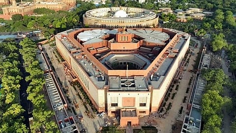 The Parliament building in New Delhi.