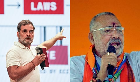 Congress leader Rahul Gandhi (L) and Union Textiles Minister Giriraj Singh.