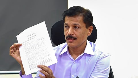 Maharashtra Food and Drug Administration Commissioner Tukaram Mundhe addresses a press conference in Mumbai, Tuesday, Sept. 29, 2026.