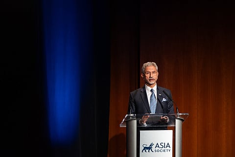 Union External Affairs Minister S Jaishankar addresses an event at Asia Society, in New York, US