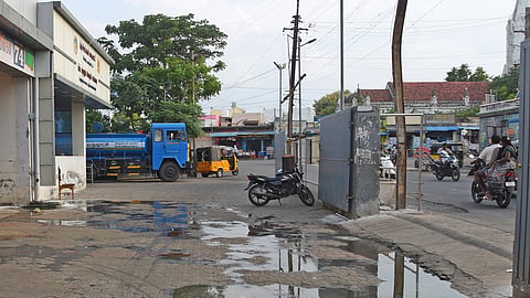 The pathetic condition of fish-cum-meat market on EB Road near Gandhi Market in Tiruchy on Tuesday. 