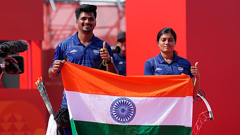 Sahil Jadhav and Chikitha Taniparthi after the final on Wednesday