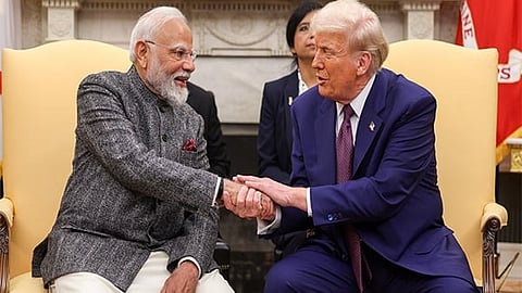 PM Narendra Modi (left) with US President Donald Trump (right).