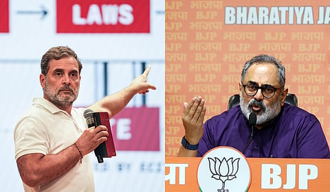 Congress leader Rahul Gandhi (L) and Kerala BJP president Rajeev Chandrasekhar.