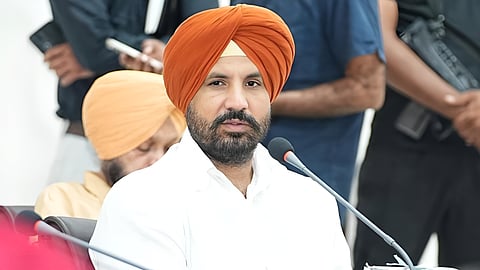 Punjab Congress President Amarinder Singh Raja Warring attends a meeting of party workers in Ludhiana.