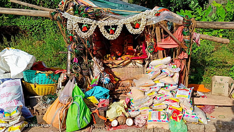 Deity Vadagalamma of Uttara Kannada with offerings at Karki in Honnavar taluk.