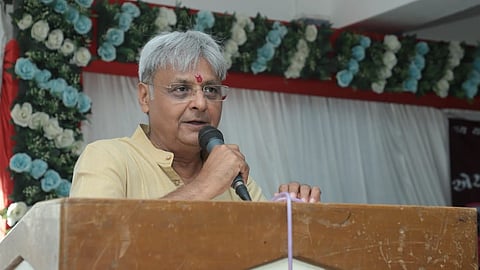 Senior BJP leader and former Gujarat minister Jawahar Chavda addressing a gathering.