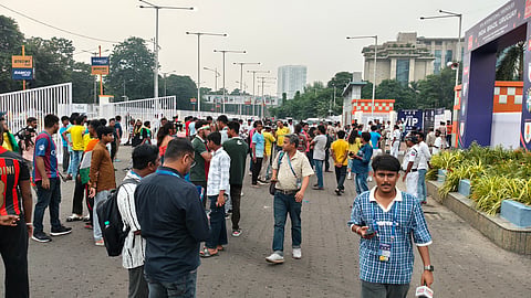 Fans waiting outside the Salt Lake Stadium on Saturday