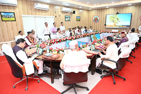 The Cabinet meeting at the NHPC Guest House in Banbasa, Champawat district.