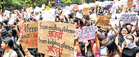 Female students during the ‘Hum Azad Hain Solidarity March’ in Delhi | File