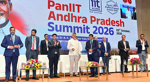 CM Nara Chandrababu Naidu during the PanIIT Summit in Vijayawada.
