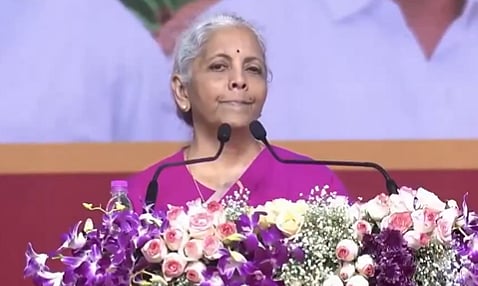 Finance Minister Nirmala Sitharaman during the launch of the Rs 1-lakh-crore ‘Global Horticulture Hub – Rayalaseema Rising’ project in Madanapalle.