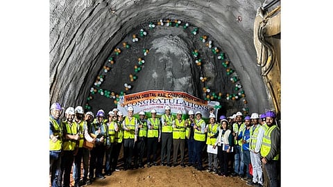 The 4.69-km twin tunnel is a major component of the 126-km HORC line, which is designed to carry double-stack container trains through the Aravalli foothills.