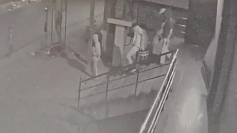 Screen grab of the robbery at a CaratLane jewellery showroom in Medipally on the Hyderabad-Warangal Highway in the early hours of Monday.