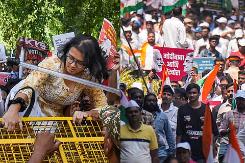 Protests against Chief Election Commissioner Gyanesh Kumar in New Delhi and Mumbai on Sunday, with student activists and opposition supporters demanding action over alleged irregularities in the electoral roll revision.