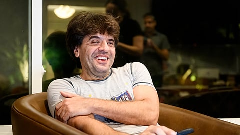 Karl Deisseroth, one of the three recipients of the 2026 Nobel Prize in medicine, smiles at home on Monday, Oct. 5, 2026, in Stanford, Calif.