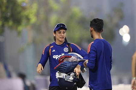 Smriti Mandhana of India during a training session 