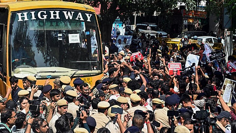 The advisory comes amid deployment of heavy police personnel at protest sites across the city.