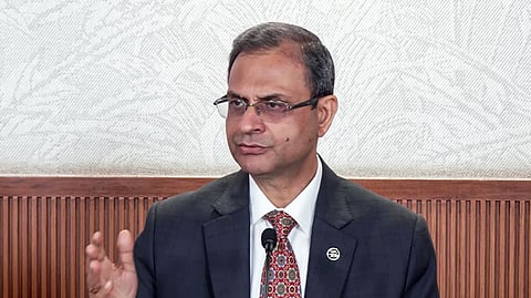 Reserve Bank of India (RBI) Governor Sanjay Malhotra addresses a press conference on its Monetary Policy announcement in Mumbai on Wednesday.