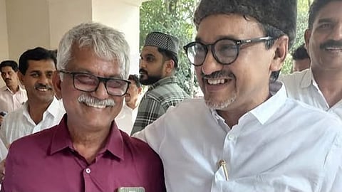 Newly appointed IUML state V-P C Shyam Sundar with Syed Sadiq Ali Shihab Thangal.