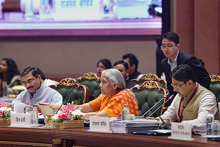 New Delhi: Union Minister for Finance and Corporate Affairs Nirmala Sitharaman during the 57th meeting of the Goods and Services Tax (GST) Council,