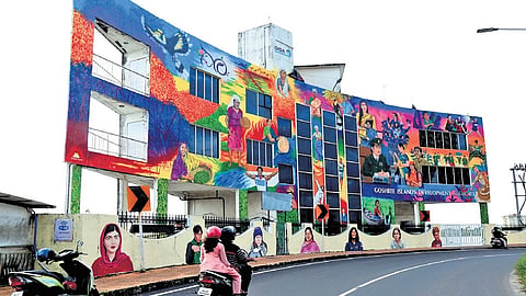 The GIDA office on Queen’s Walkway with paintings on the theme of women empowerment.