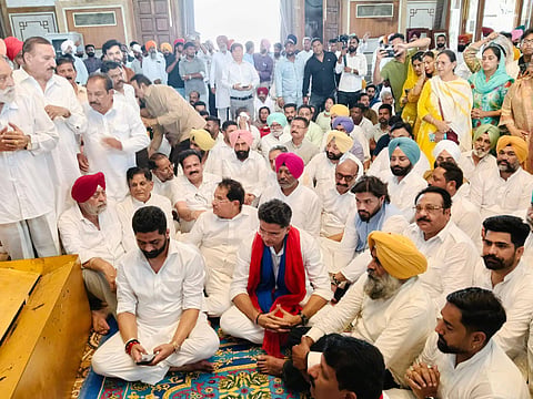 All India Congress Committee general secretary in-charge of Punjab Sachin Pilot along with State Congress president Pargat Singh at the Bhagwan Valmiki Tirtha site (Ram Tirath) in Amritsar 