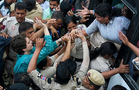 BJP alleged that visuals from the protests showed Congress workers kicking and assaulting police personnel.