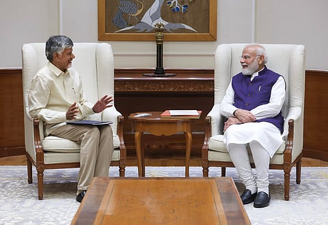 CM Nara Chandrababu Naidu met PM Narendra Modi in Delhi on Thursday. 