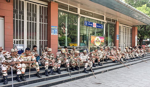 Security personnel deployed near Patel Chowk Metro station. ( File)