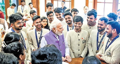 PM Modi interacts with the Indian Team of WorldSkills Shanghai 2026 in Delhi | PTI