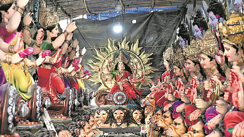 Nagole artisans give shape to Maa Durga idols