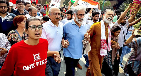 Delhi Police detained several people, including political leaders, CJP members, activists, and student leaders, amid heavy security deployment on Saturday, October 10, 2026. The detentions came as protesters gathered in response to a call for a demonstration at Jantar Mantar demanding Chief Election Commissioner Gyanesh Kumar's resignation over allegations of voter fraud.