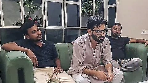 Sharjeel Imam (C) at his native village to attend his cousin’s wedding after a Delhi court granted him interim bail in connection with the Delhi riots in Jehanabad.