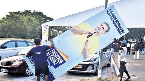 Preparations in full swing at Island Grounds in Chennai.