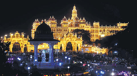 Mysuru Palace illuminated for Dasara