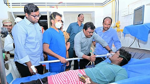 Prakasam district Collector Rajababu visits the other victims in the hospital and inquired about their health condition.