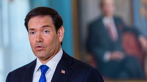 Secretary of State Marco Rubio speaks to reporters before a meeting with 2015 Venezuelan National Assembly President Dinorah Figuera in the Treaty Room at the State Department, Friday, Oct. 9, 2026, in Washington.