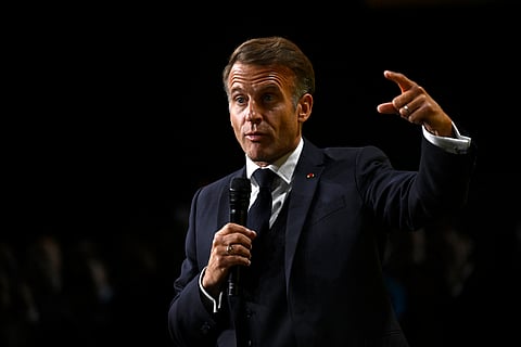 France's President Emmanuel Macron delivers a speech during the "Bpifrance Inno Generation (BIG)" event, one of Europe’s largest gatherings dedicated to entrepreneurs, in Paris on October 8, 2026.