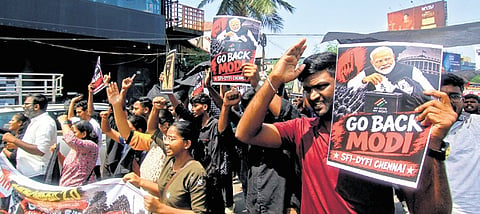 While the student groups protested at Panagal Maligai expressing solidarity with the Cockroach Janta Party (CJP), which is holding agitations in Delhi demanding the removal of Chief Election Commissioner Gyanesh Kumar