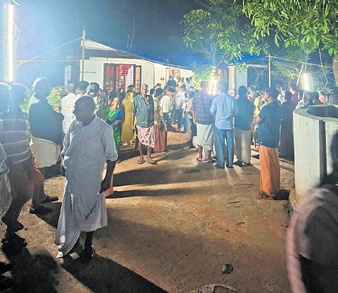 Relatives and neighbours gather at Gopika’s house at Edakkurussy in Palakkad to mourn her death 