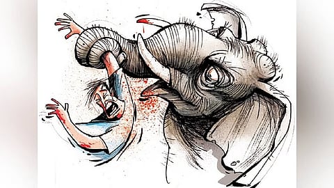 The deceased, G Praveen Kumar, a daily wage labourer from Periyamathampalayam near Karamadai in Coimbatore district, was visiting Kambatti Combai village in Kookalthorai to see his grandmother when he was attacked by a lone tusker.